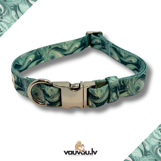 "9 vilnis" personalized collar with silver color buckle