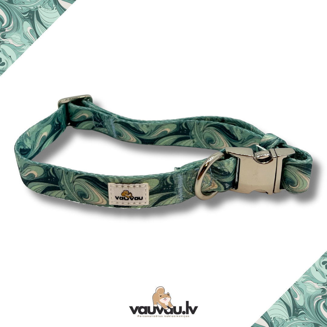 "9 vilnis" personalized collar with silver color buckle