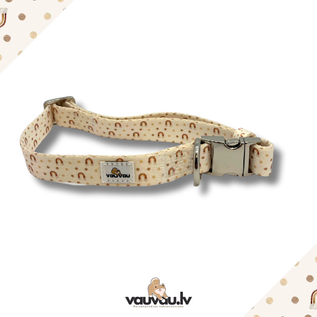 "Varavīksne" personalized collar with silver color buckle
