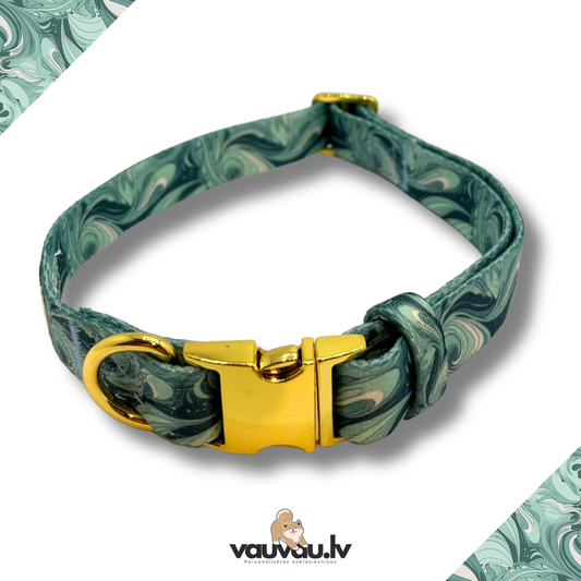 "9 vilnis" personalized collar with gold color buckle