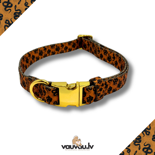 "Zalktis" personalized collar with gold color buckle